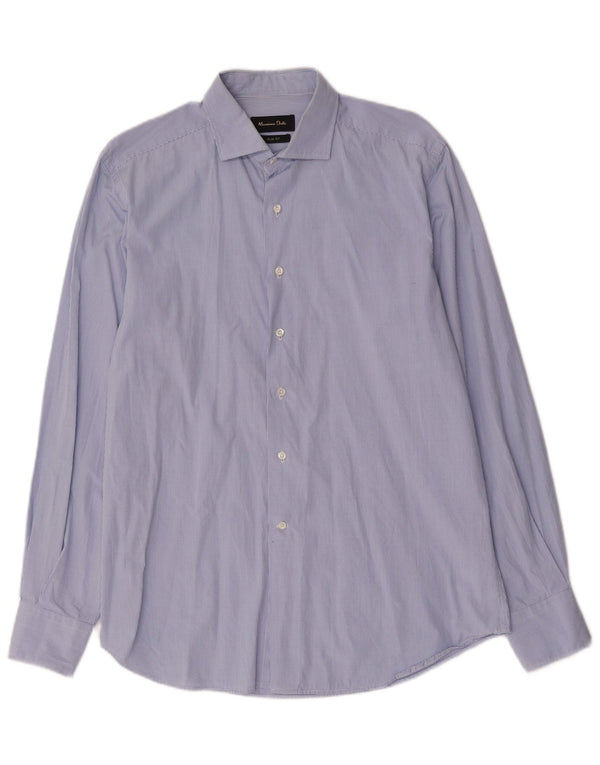Camisa masculina Slim Fit Massimo Dutti tamanho 42 16 1/2 grande algodão guingão azul