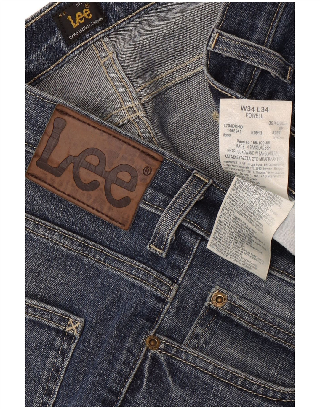 Lee Mens Powell Slim Jeans W34 L34 Azul Algodão