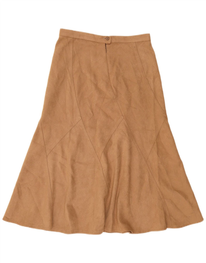 Saia feminina Marks & Spencer A-Line UK 12 Médio W32 Poliéster Bege
