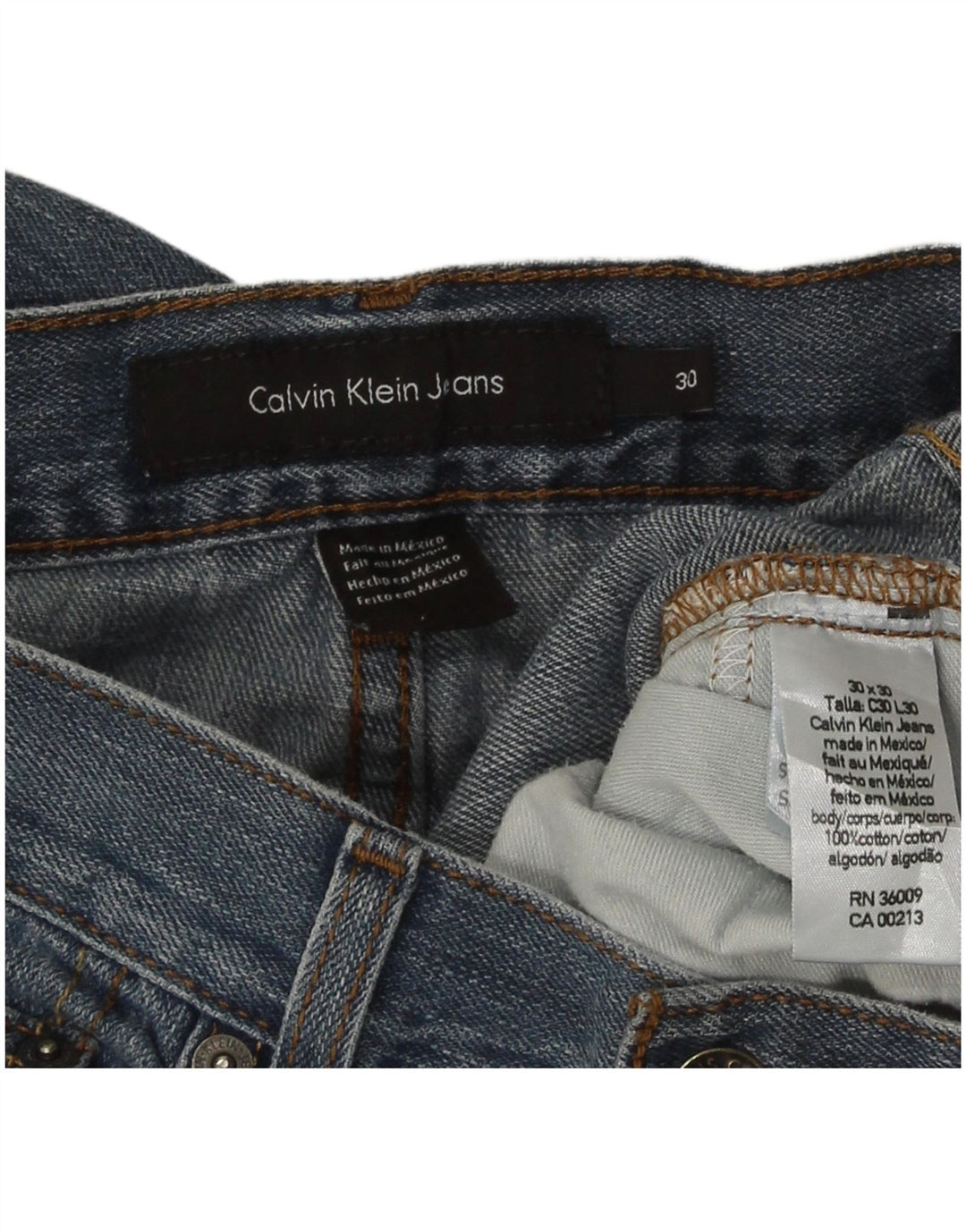 Calça jeans reta feminina Calvin Klein W30 L30 algodão azul