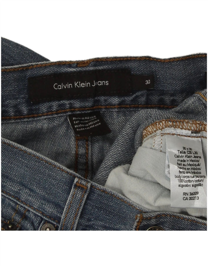 Calça jeans reta feminina Calvin Klein W30 L30 algodão azul