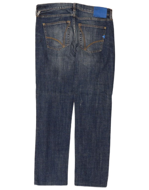 Adidas Mens Straight Jeans W32 L29 Azul Algodão