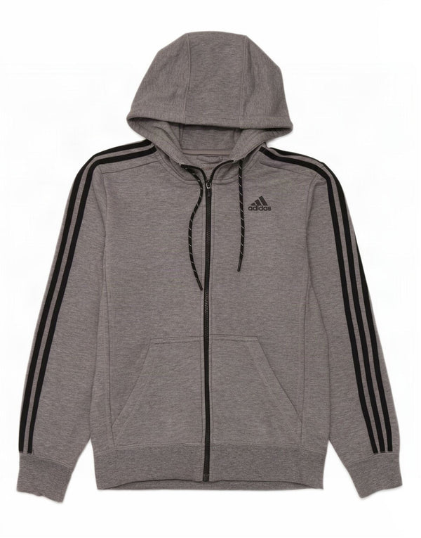 Suéter masculino Adidas Climalite Zip com capuz pequeno poliéster manchado cinza