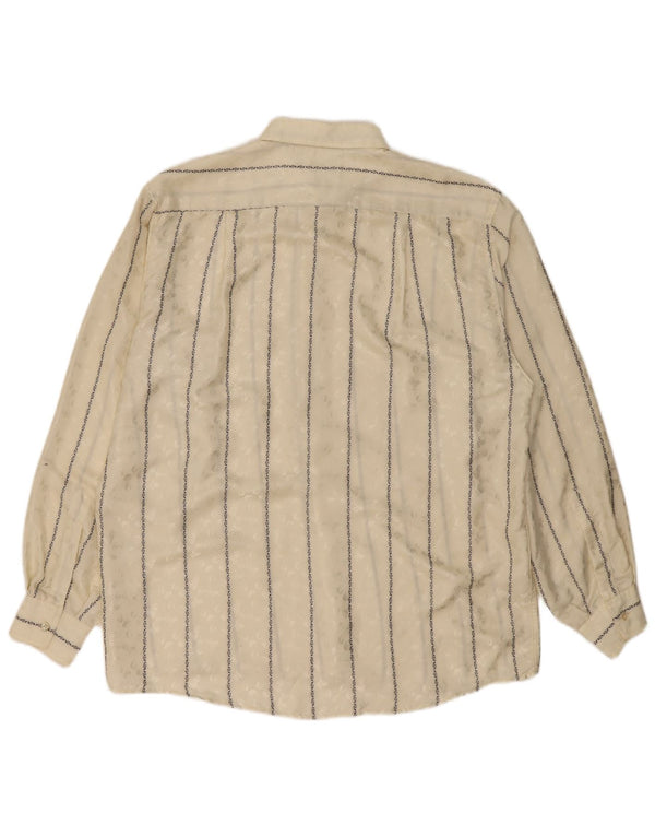 Camisa masculina vintage grande listrada bege