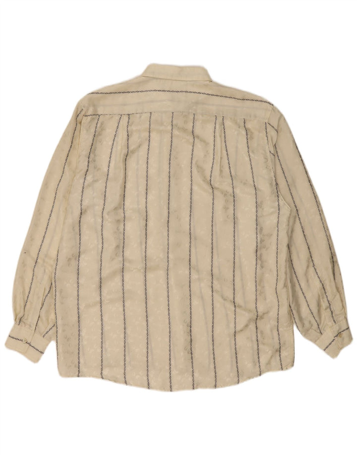 Camisa masculina vintage grande listrada bege