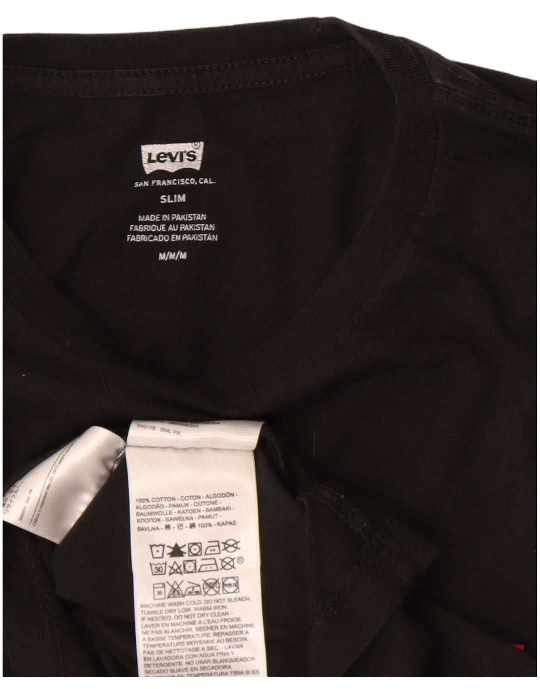 Camiseta masculina LEVI'S Slim Fit Top médio algodão preto