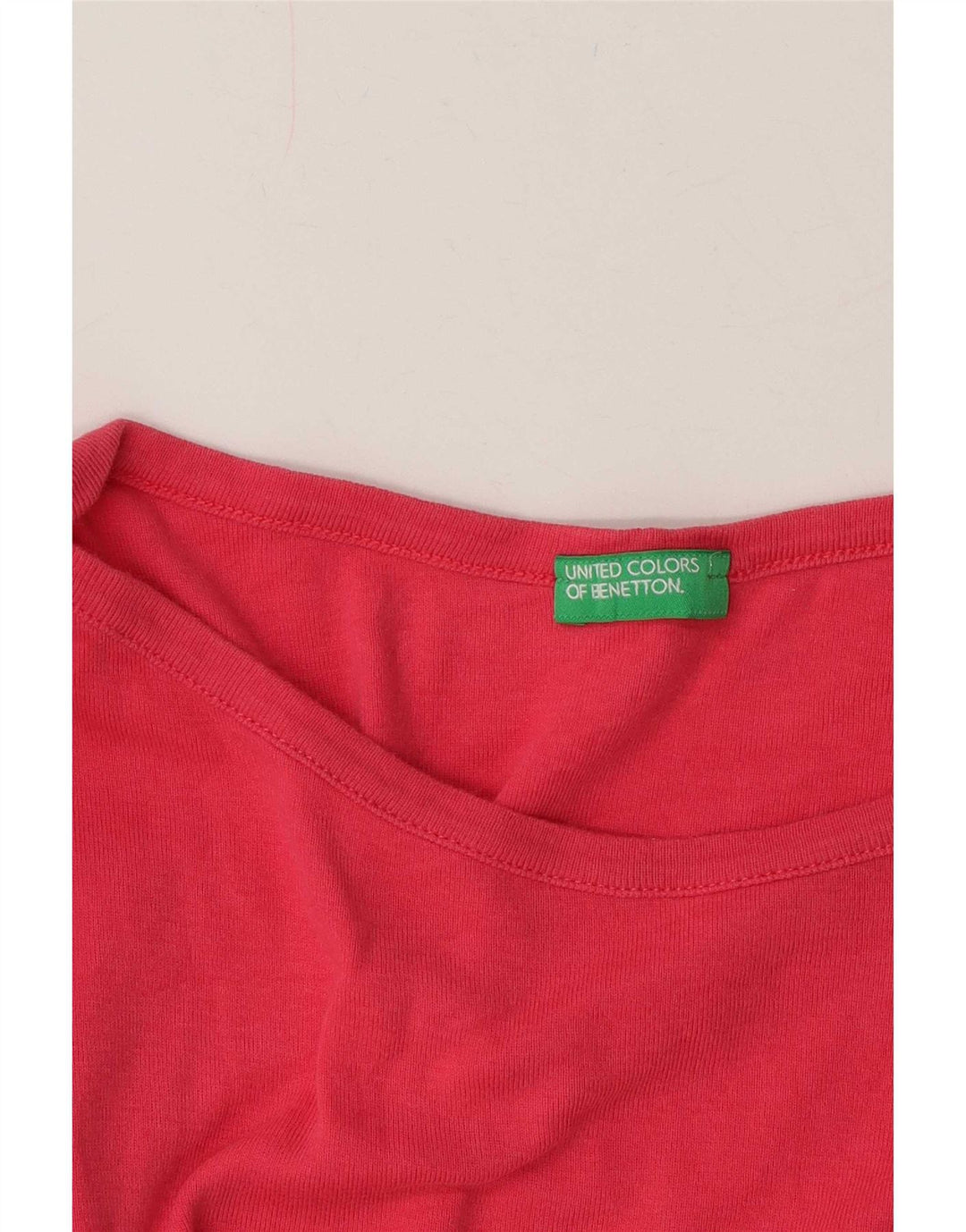 Top feminino Benetton manga comprida UK 12 rosa médio