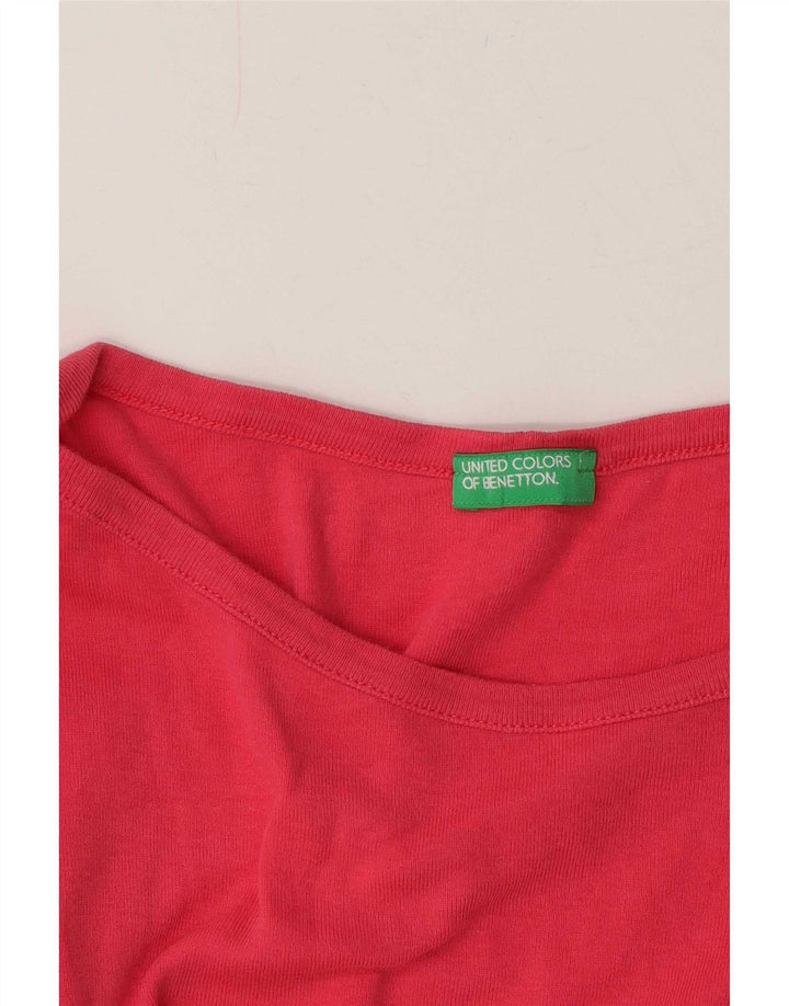 Top feminino Benetton manga comprida UK 12 rosa médio