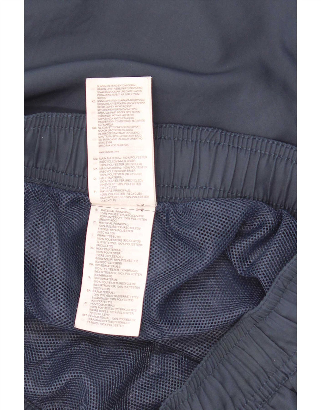 Shorts esportivos femininos Adidas UK 10 pequeno poliéster azul marinho