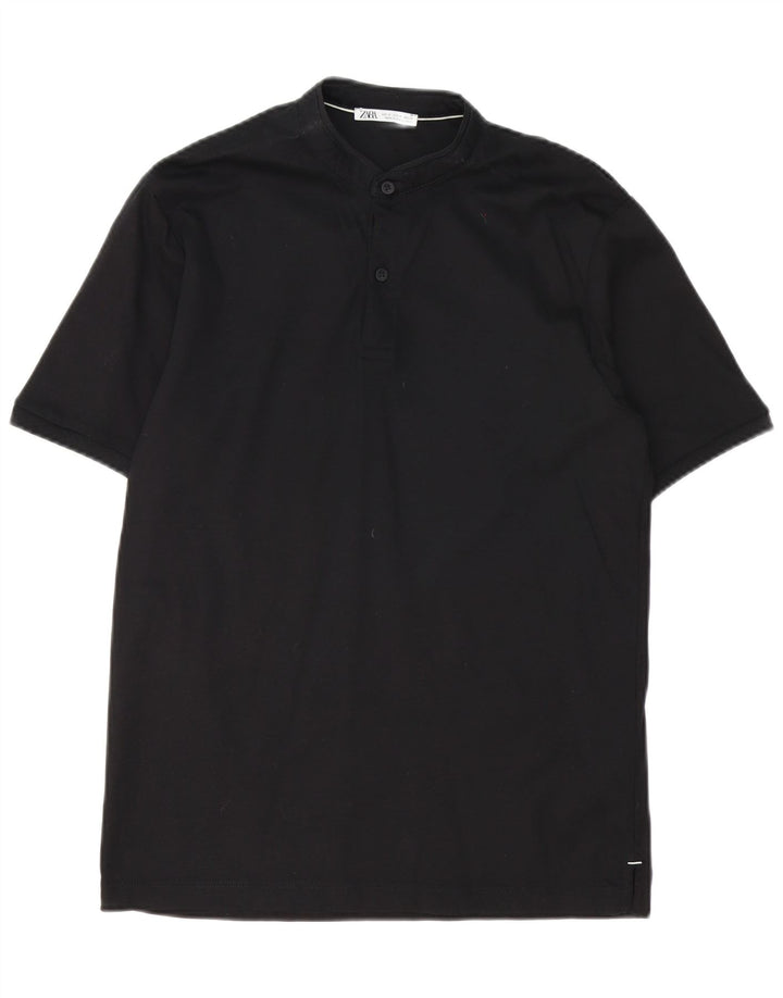 Camisa polo masculina Zara pequena algodão preto