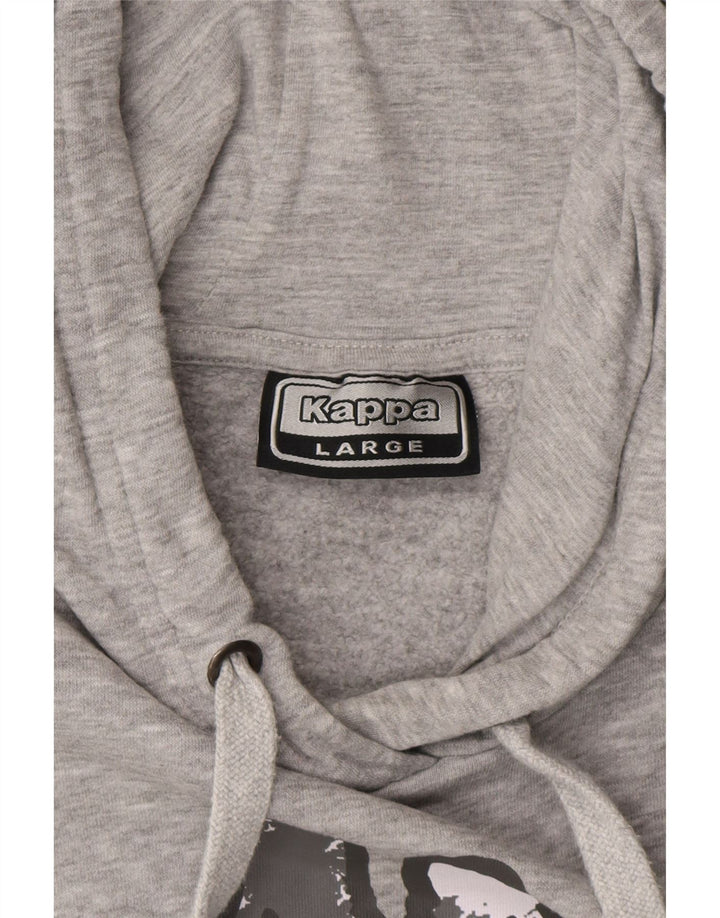 KAPPA Mens Graphic Hoodie Jumper Large Grey Vintage Kappa and Second-Hand Kappa from Messina Hembry 