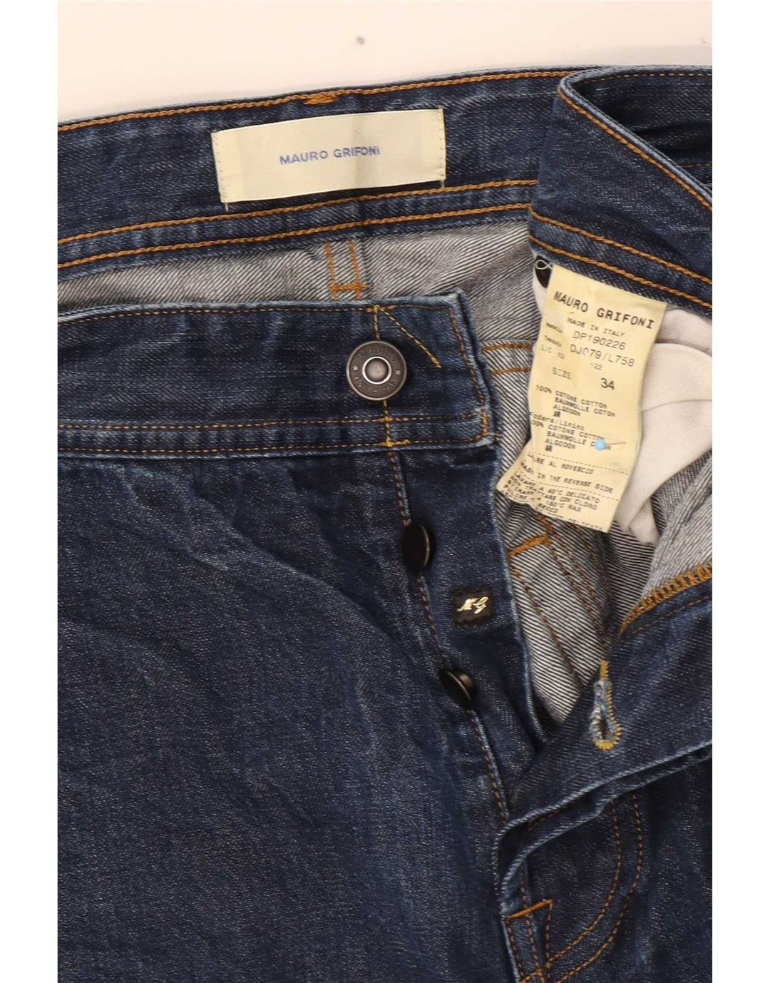 Mauro Grifoni Masculino Slim Jeans W34 L32 Azul Algodão
