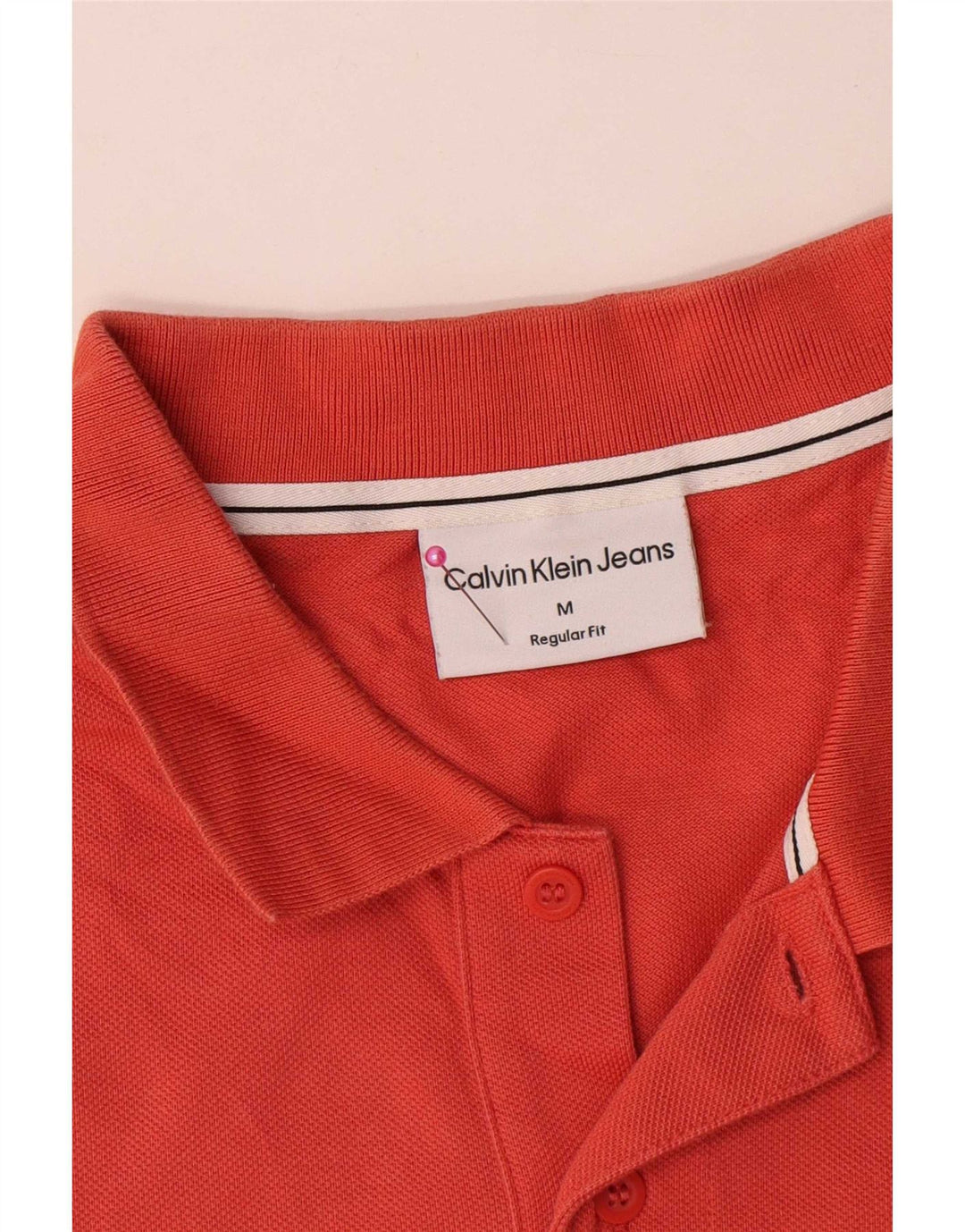 Camisa polo masculina Calvin Klein Jeans Regular Fit algodão laranja médio