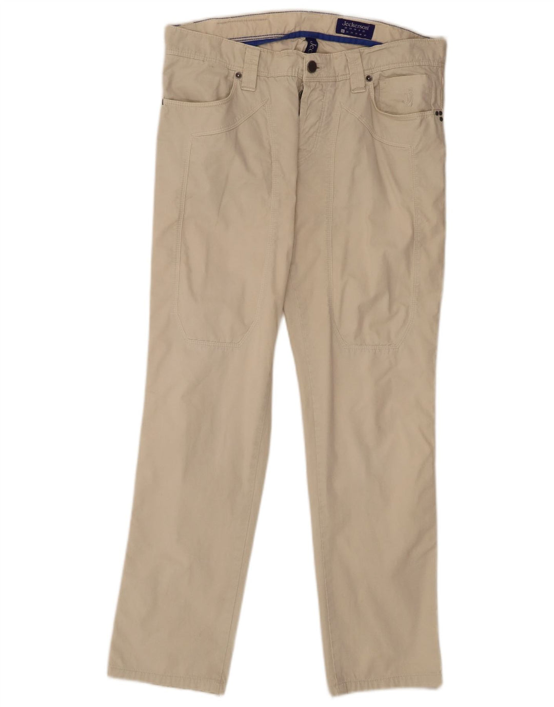 Calça casual reta masculina JECKERSON W33 L28 algodão bege
