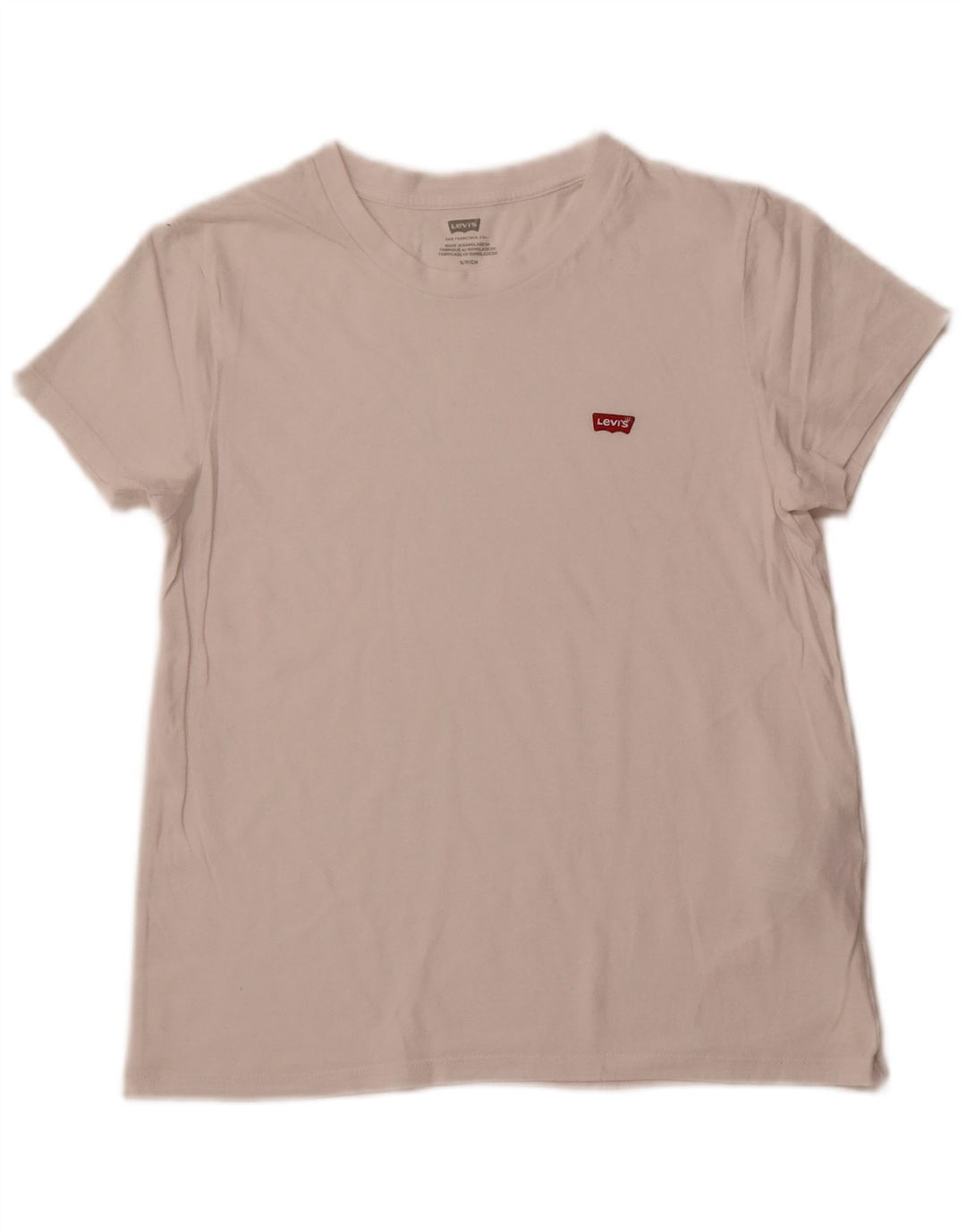 Camiseta feminina LEVI'S UK 10 pequena algodão branco