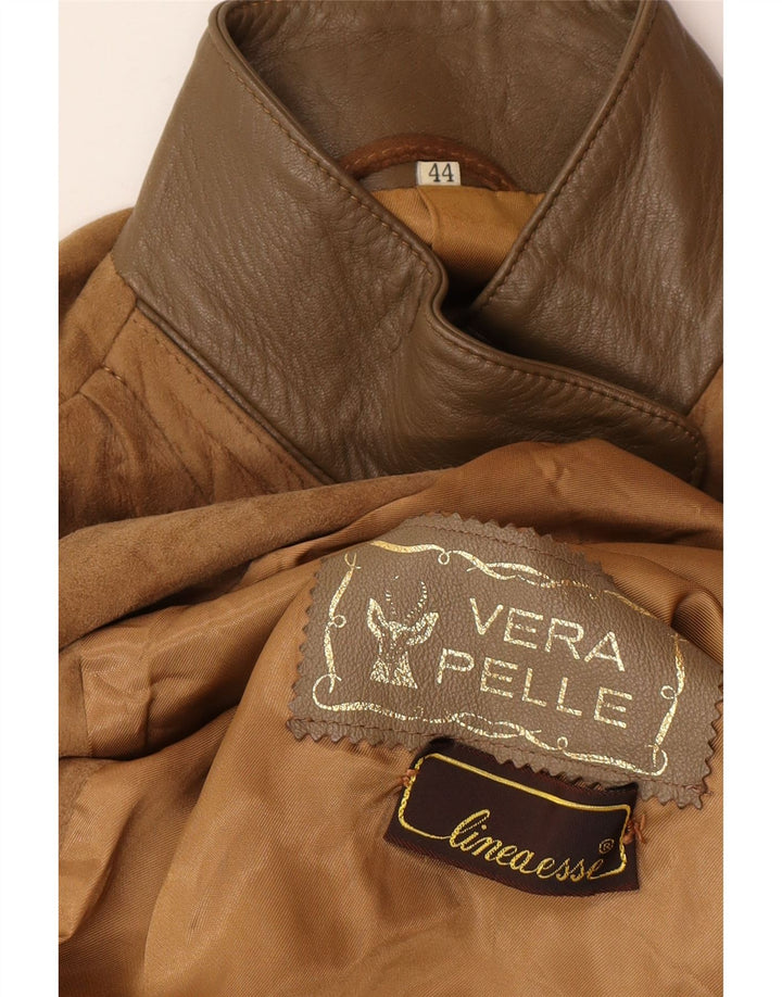 Jaqueta feminina vintage de camurça grande IT 44 couro marrom médio