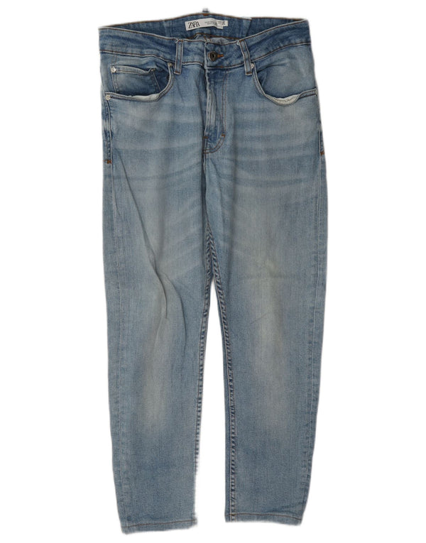 Zara Calça Jeans Masculina Cropped Slim EU 42 Grande W30 L24 Azul