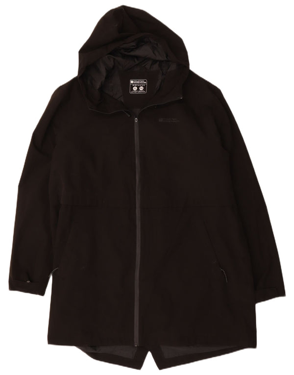 Capa de chuva encapuçado UK 20 2XL das mulheres do armazém da montanha poliéster preto