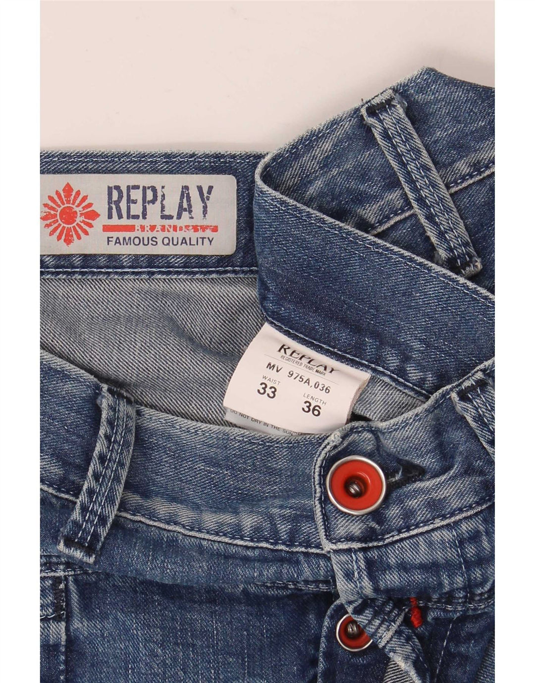 Replay Mens Bootcut Jeans W33 L36 Azul Algodão