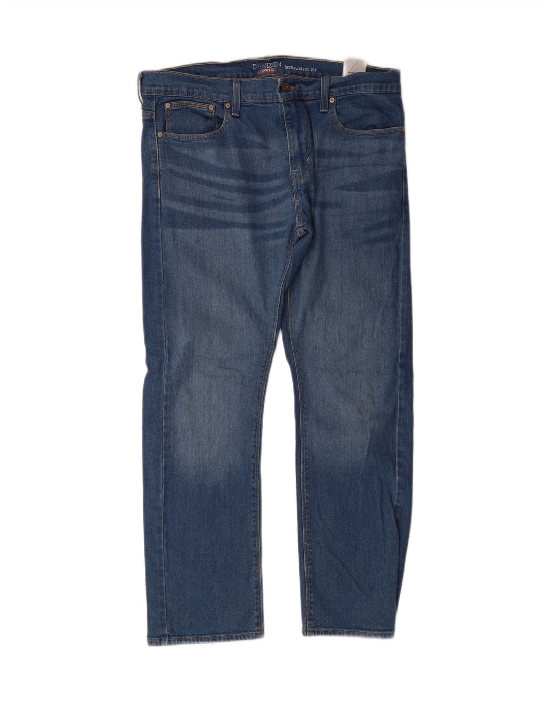 LEVI'S Masculino Denizen Straight Jeans W34 L30 Azul Algodão