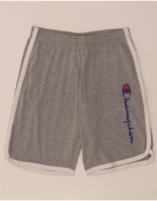 Shorts esportivos gráficos Champion para meninas 11-12 anos grande bloco colorido cinza