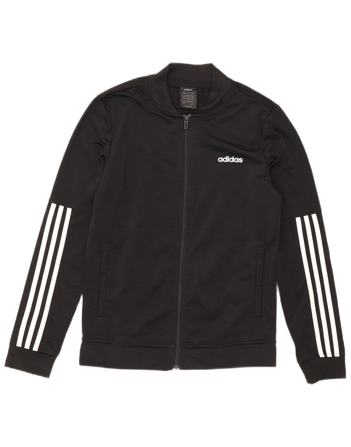 Adidas Womens Tracksuit Top Jacket UK 8/10 Pequeno Poliéster Preto