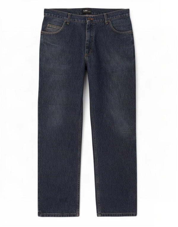 Lee Mens Brooklyn Straight Jeans W36 L30 Azul Algodão