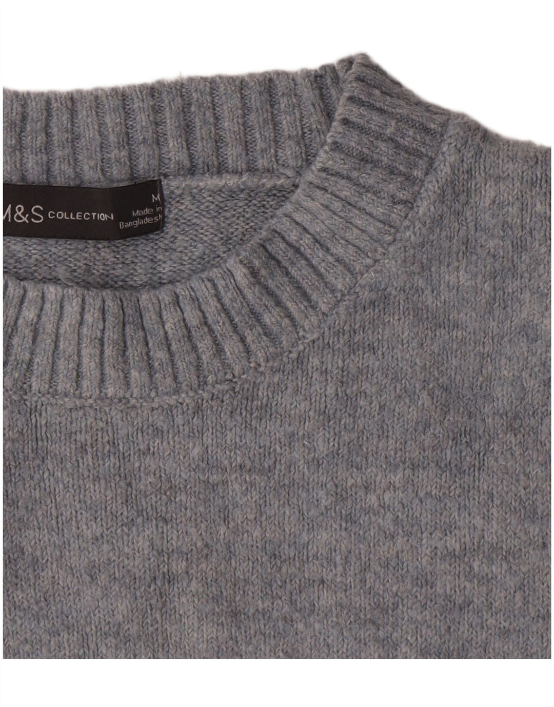 Suéter feminino Marks & Spencer com gola redonda grande, Reino Unido 14, azul médio