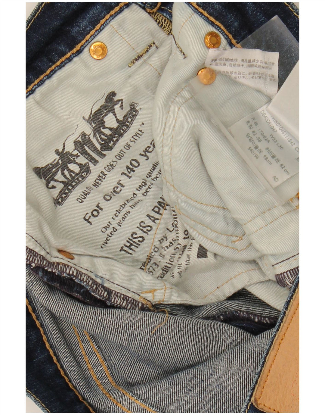 LEVI'S Mens Slim Jeans W32 L30 Azul Marinho Algodão