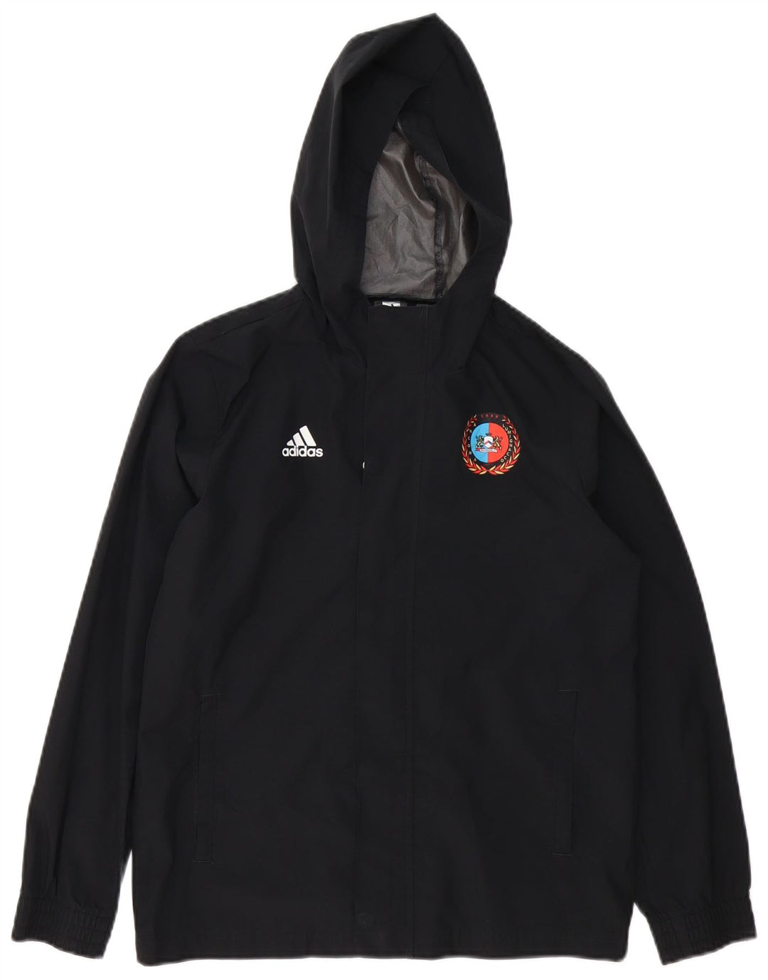 Jaqueta de chuva com capuz ADIDAS Boys Ancona Graphic 11-12 anos preto poliéster