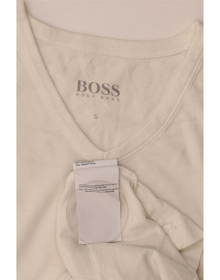 Hugo Boss Mens T-Shirt Top Pequeno Algodão Branco