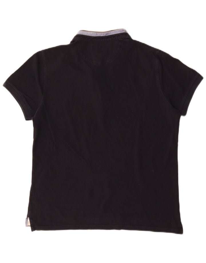 Camisa polo masculina Massimo Dutti médio azul marinho algodão colorblock