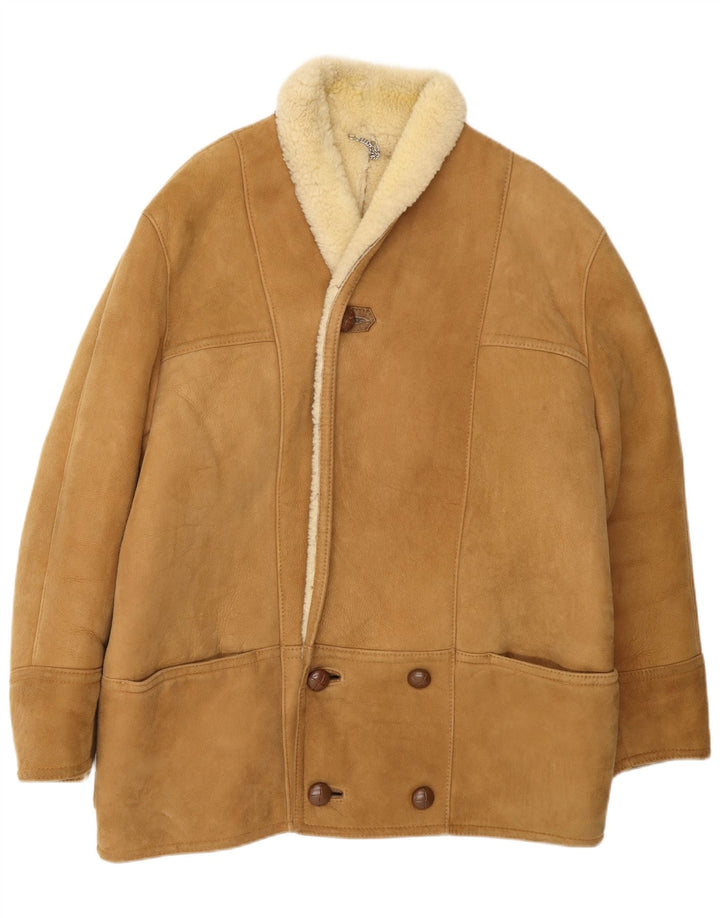 Jaqueta masculina Morlands Double Breasted Shearling UK 36 pequena marrom