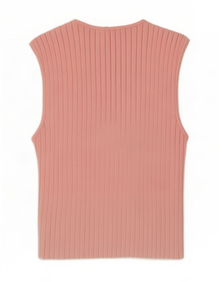 Top colete feminino Zara UK 12 poliéster rosa médio