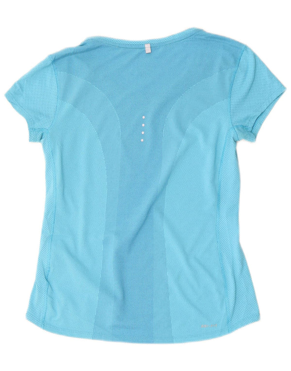Camiseta feminina Nike Dri Fit UK 10 pequena azul colorblock poliéster