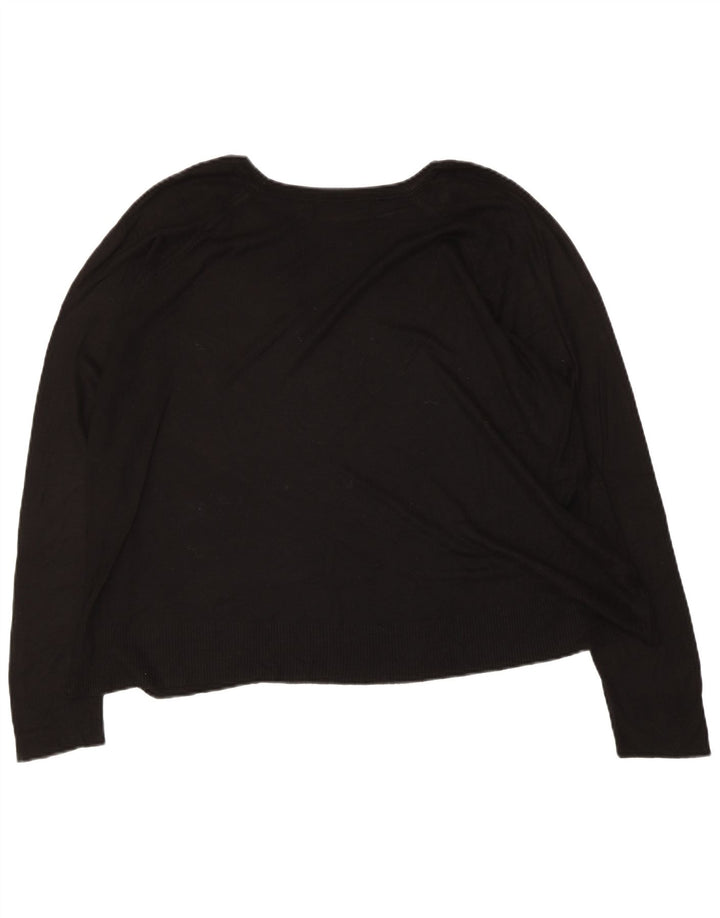 Suéter feminino Zara com gola canoa UK 14 médio preto
