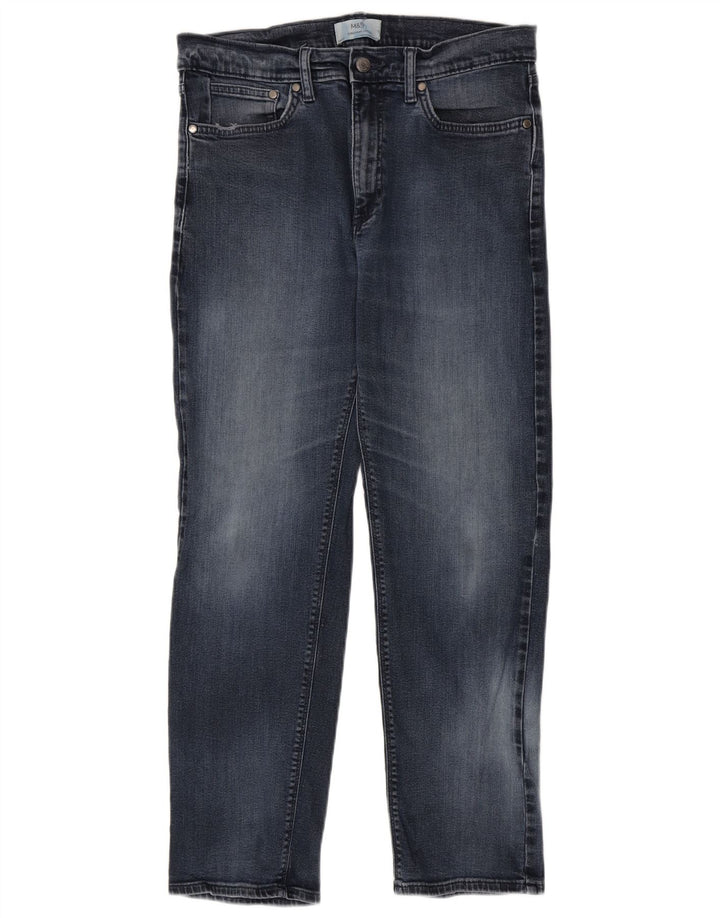 Jeans retos masculinos Marks & Spencer W34 L31 algodão azul marinho