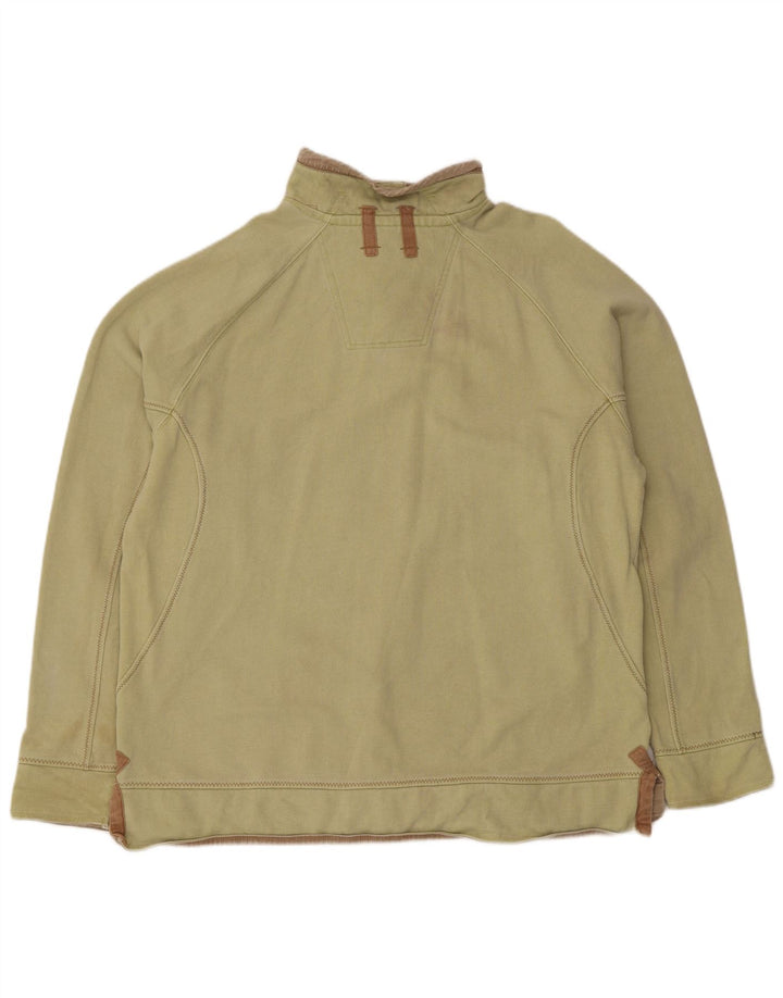 Fat Face Masculino Botão Pescoço Moletom Jumper Grande Algodão Verde
