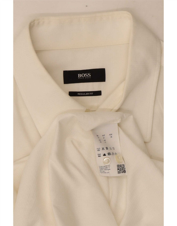 Camisa masculina Hugo Boss Regular Fit tamanho 41 grande algodão branco