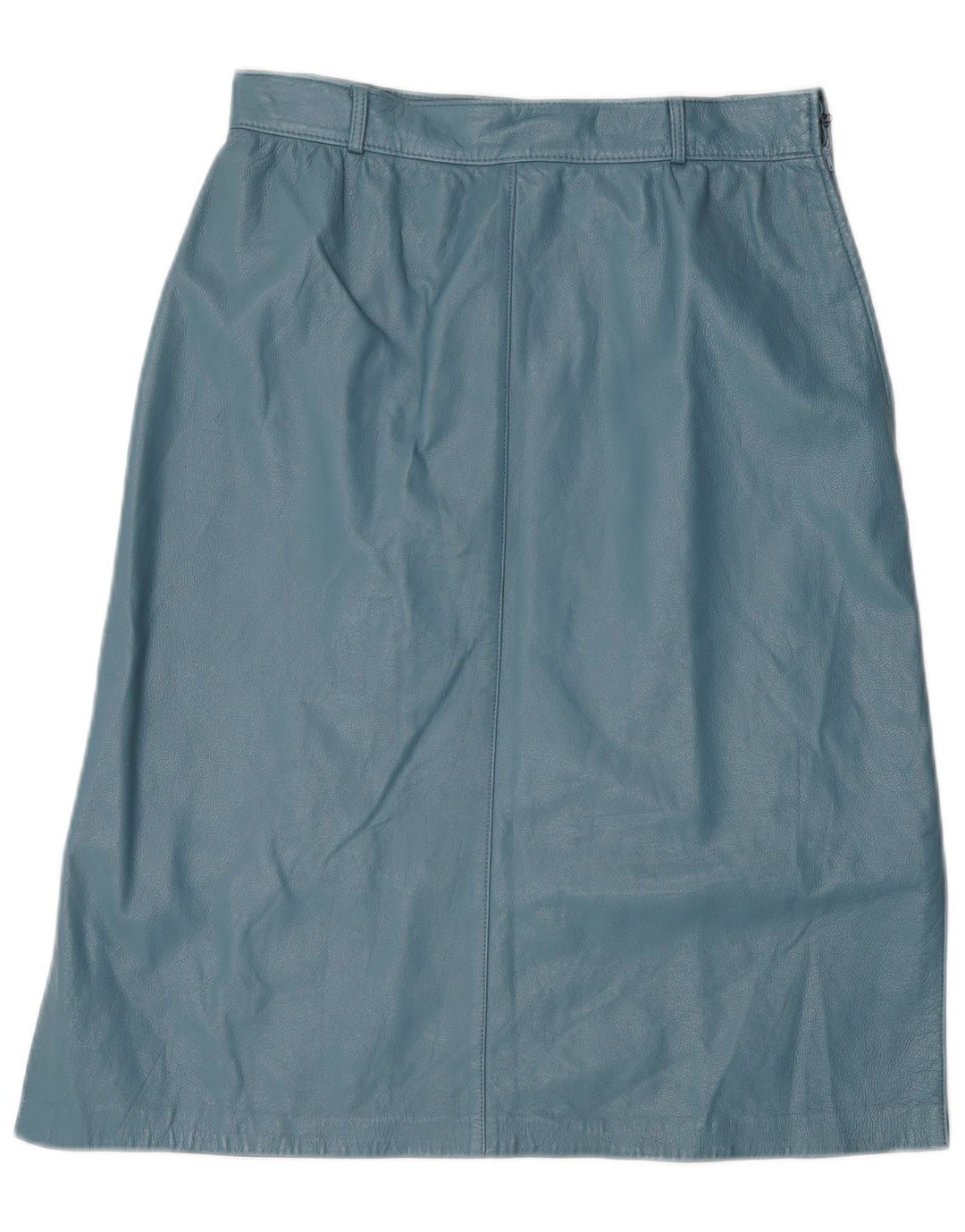 Saia de couro feminina vintage W28 azul médio