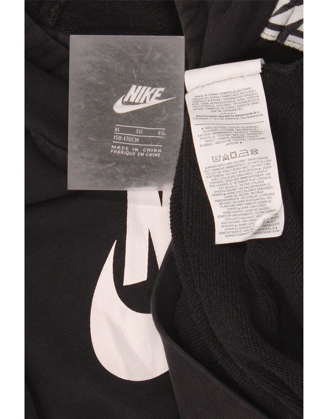 NIKE Meninos Graphic Hoodie Jumper 13-14 Anos XL Preto Algodão