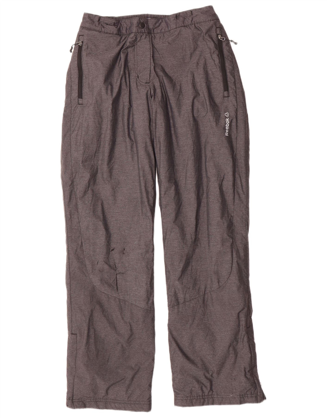 Calça corta-vento feminina REEBOK Reino Unido 12/14 cinza médio nylon
