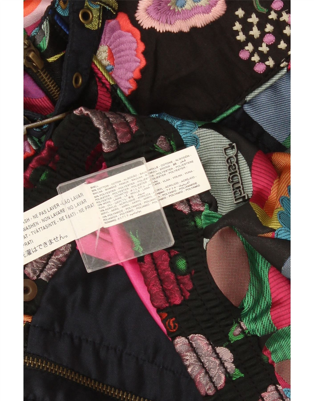 Desigual Jaqueta bomber feminina com padrão abstrato EU 46 XL multicolorida
