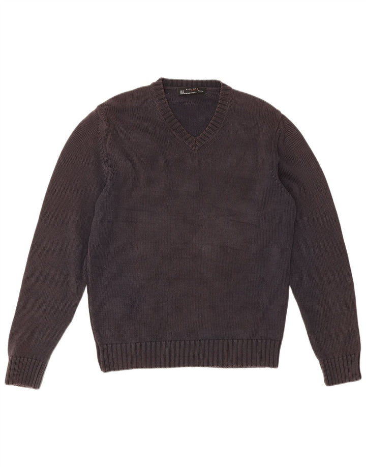 Suéter masculino Zara com decote em V médio azul marinho