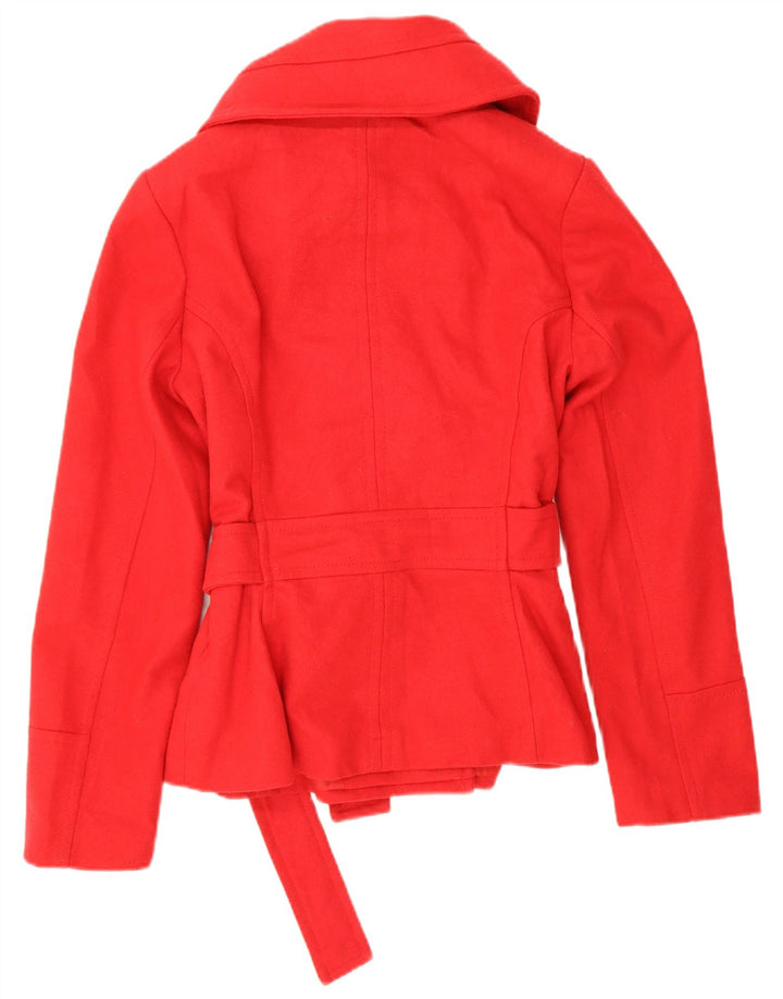 Zara Womens Short Pea Coat Reino Unido 16 Grande Lã Vermelha