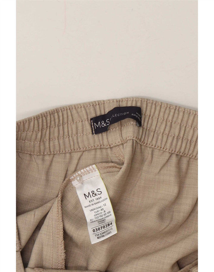 Calça feminina de terno reto Marks & Spencer Reino Unido 12 médio W30 L28 bege