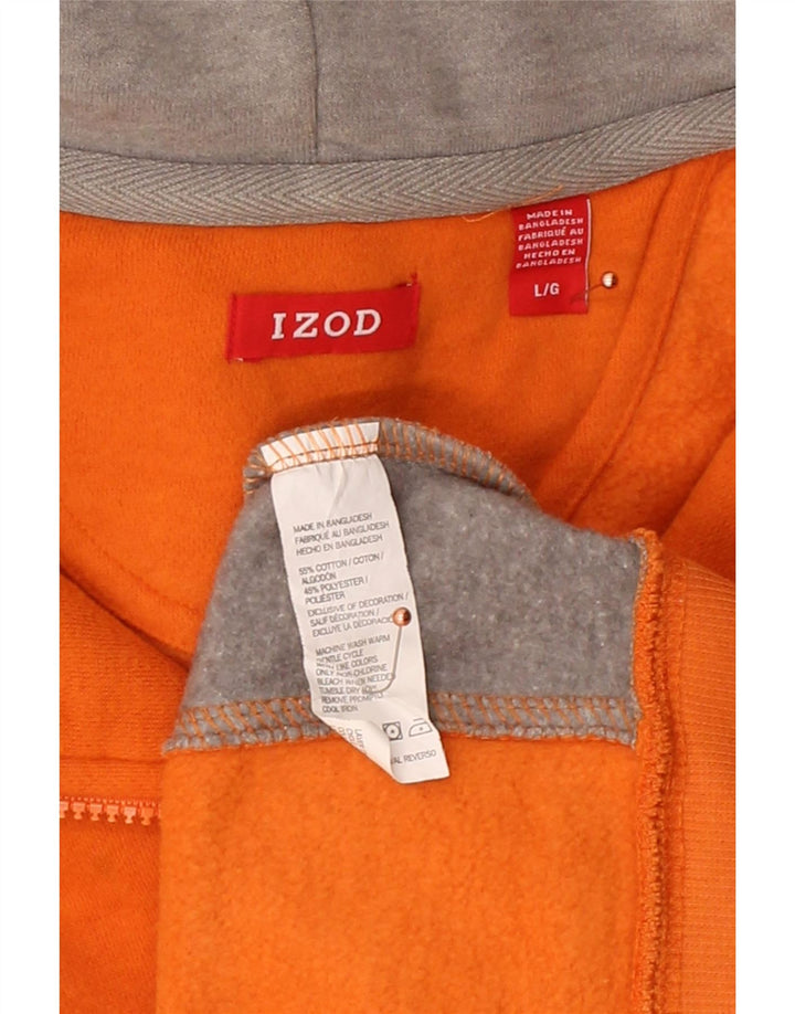 Suéter masculino com capuz e zíper IZOD grande algodão colorido laranja