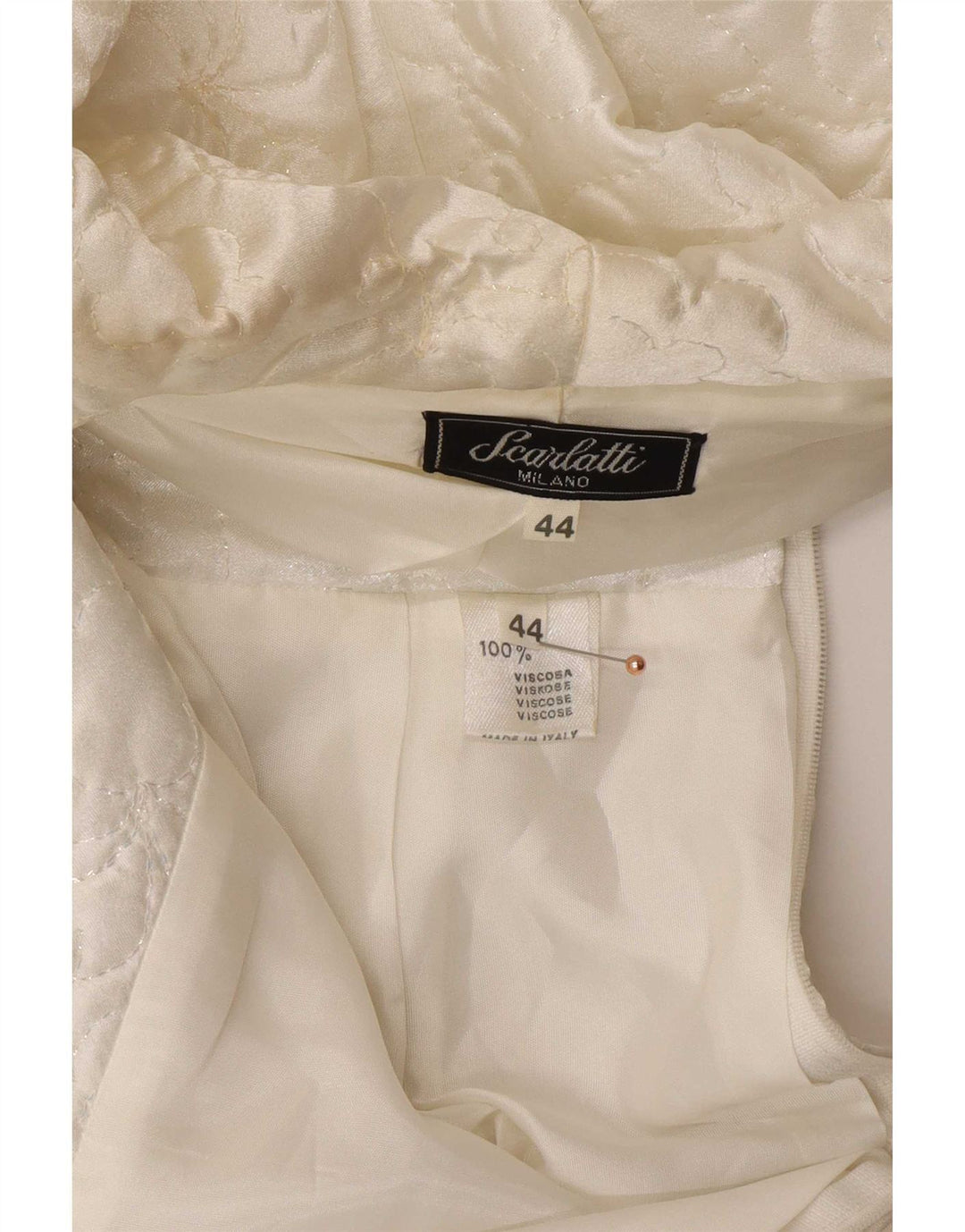 Conjunto de saia feminina vintage de 2 peças IT 44 médio W28 viscose branca