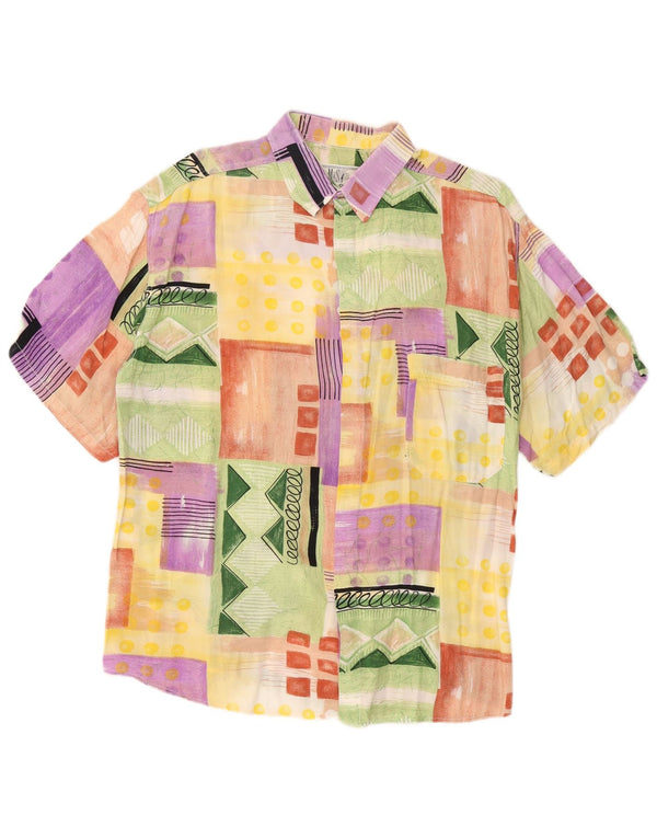 Camisa masculina VINTAGE manga curta média patchwork multicolorido