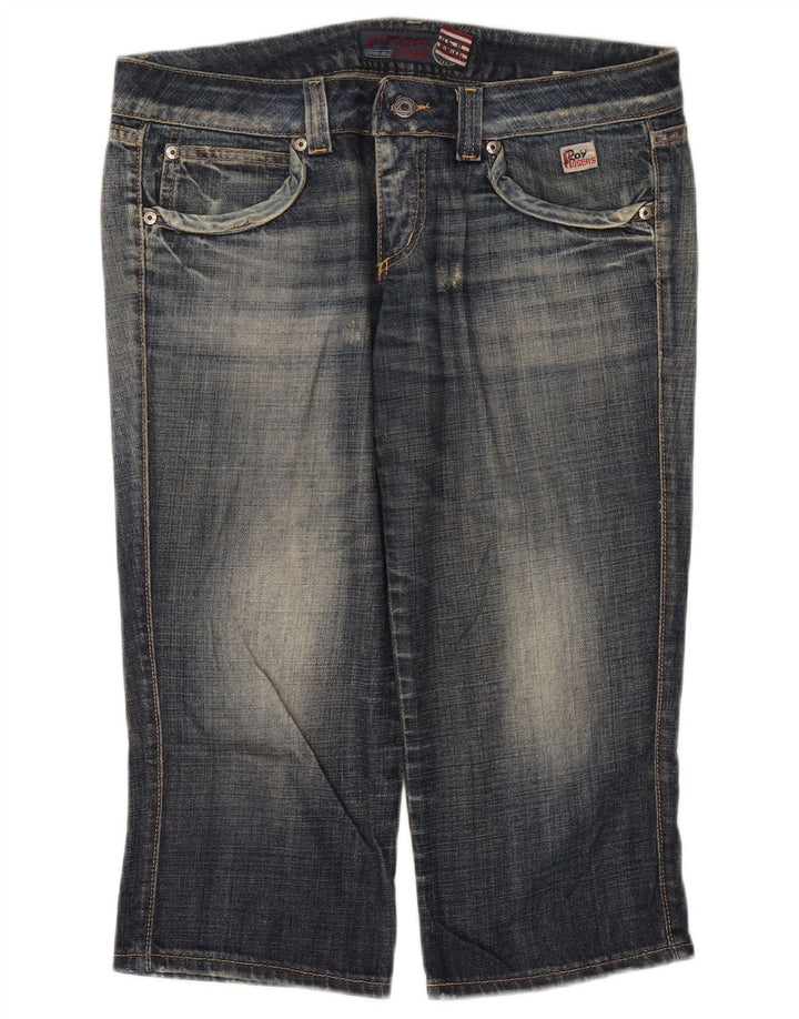 Calça jeans capri feminina Roy Rogers Seven Bell desgastada W34 L20 azul